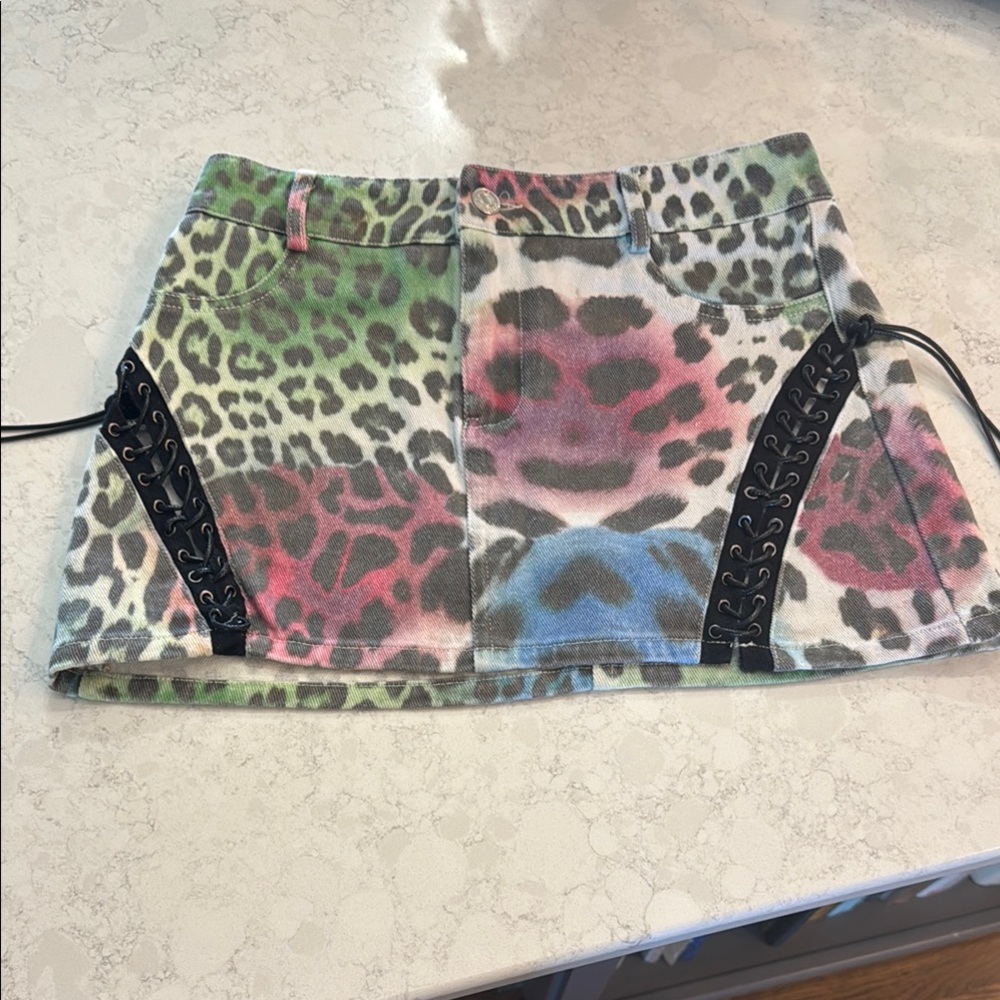 Edikted Multicolor Leopard Print Mini Skirt